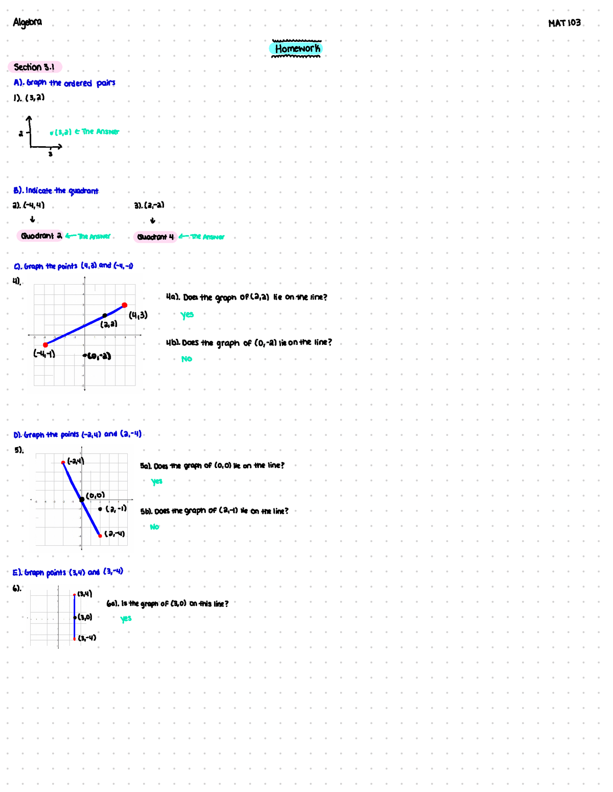 homework section 1.3 college algebra