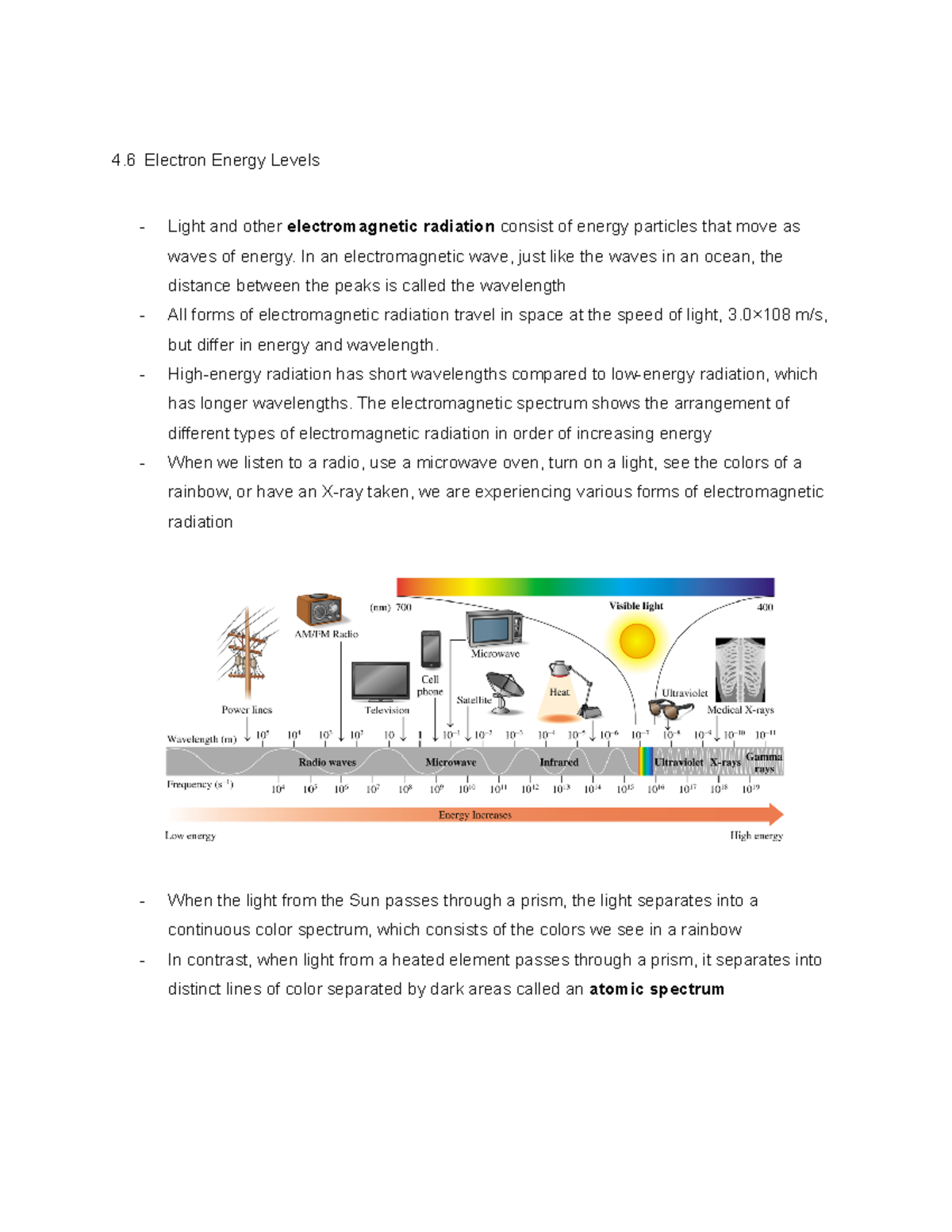 Textbook Chapters 4.6-4.8 - 4 Electron Energy Levels Light And Other ...