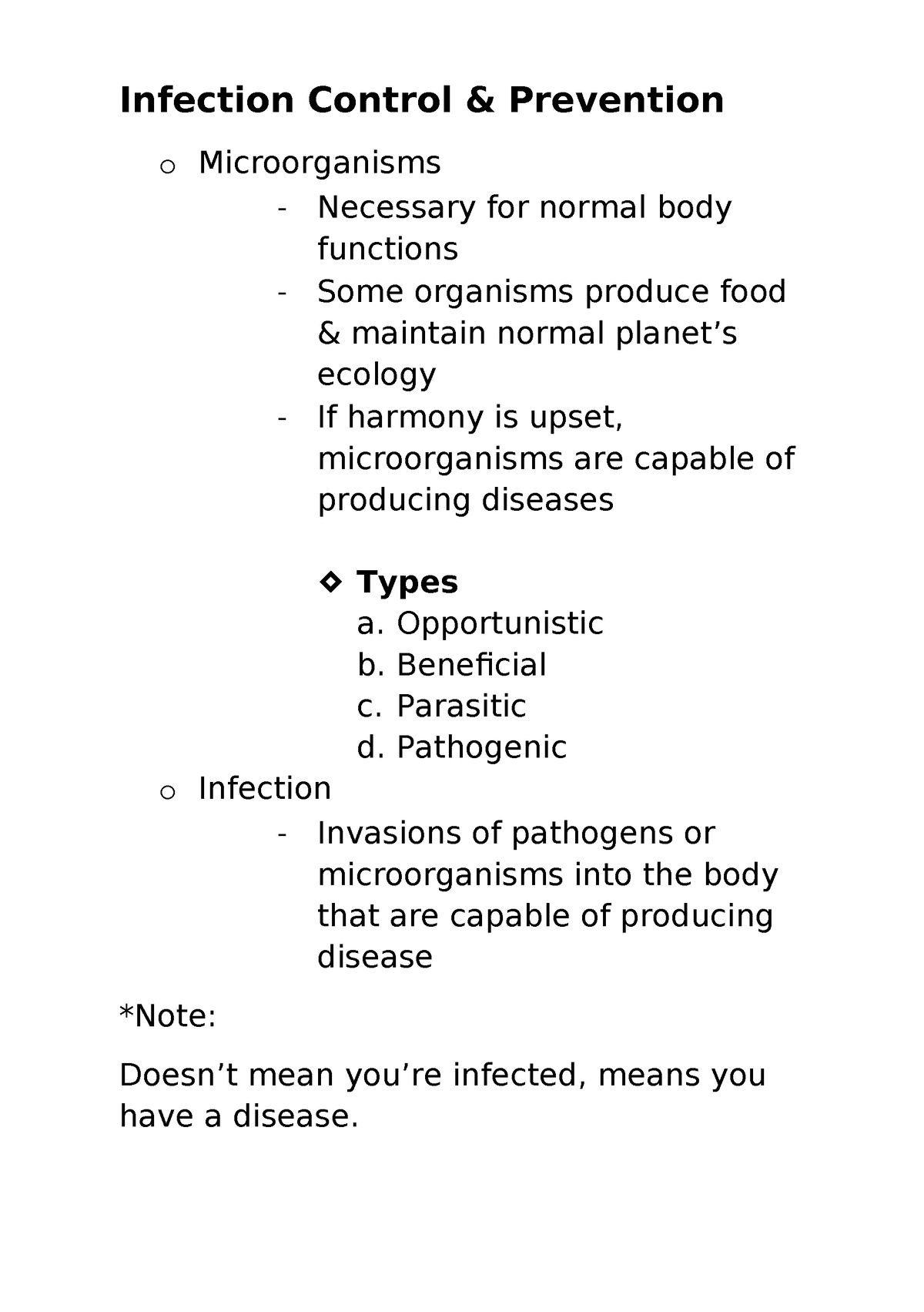 Infection-Control - Infection Control & Prevention o Microorganisms ...