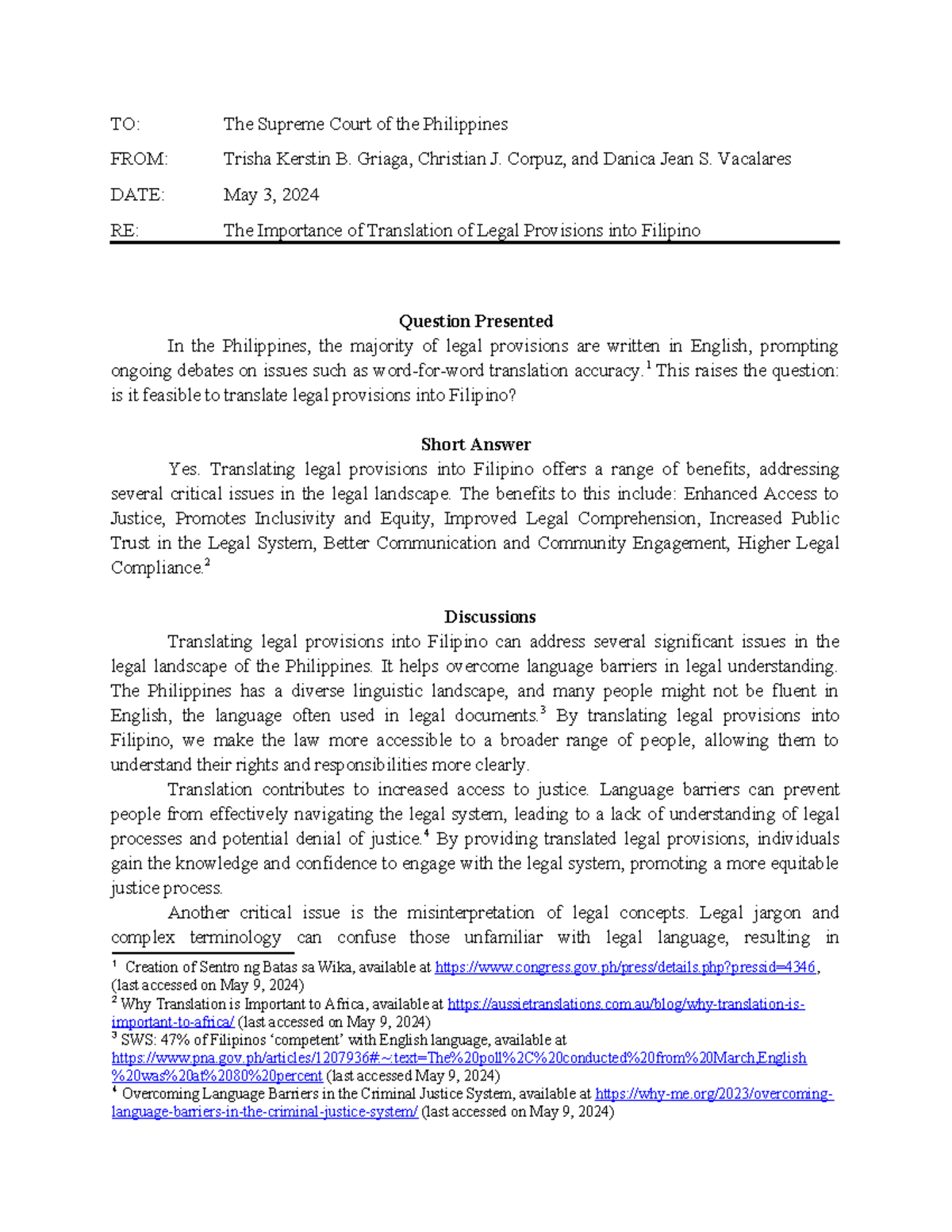 6.-Research-Memo-with-Footnotes.docx - TO: The Supreme Court of the ...