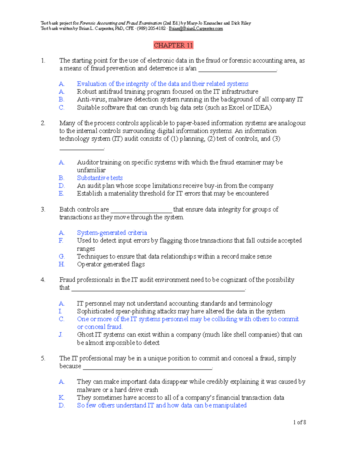 Test Bank for Forensic Accounting and Fraud Examination (2nd Ed.) - Studocu