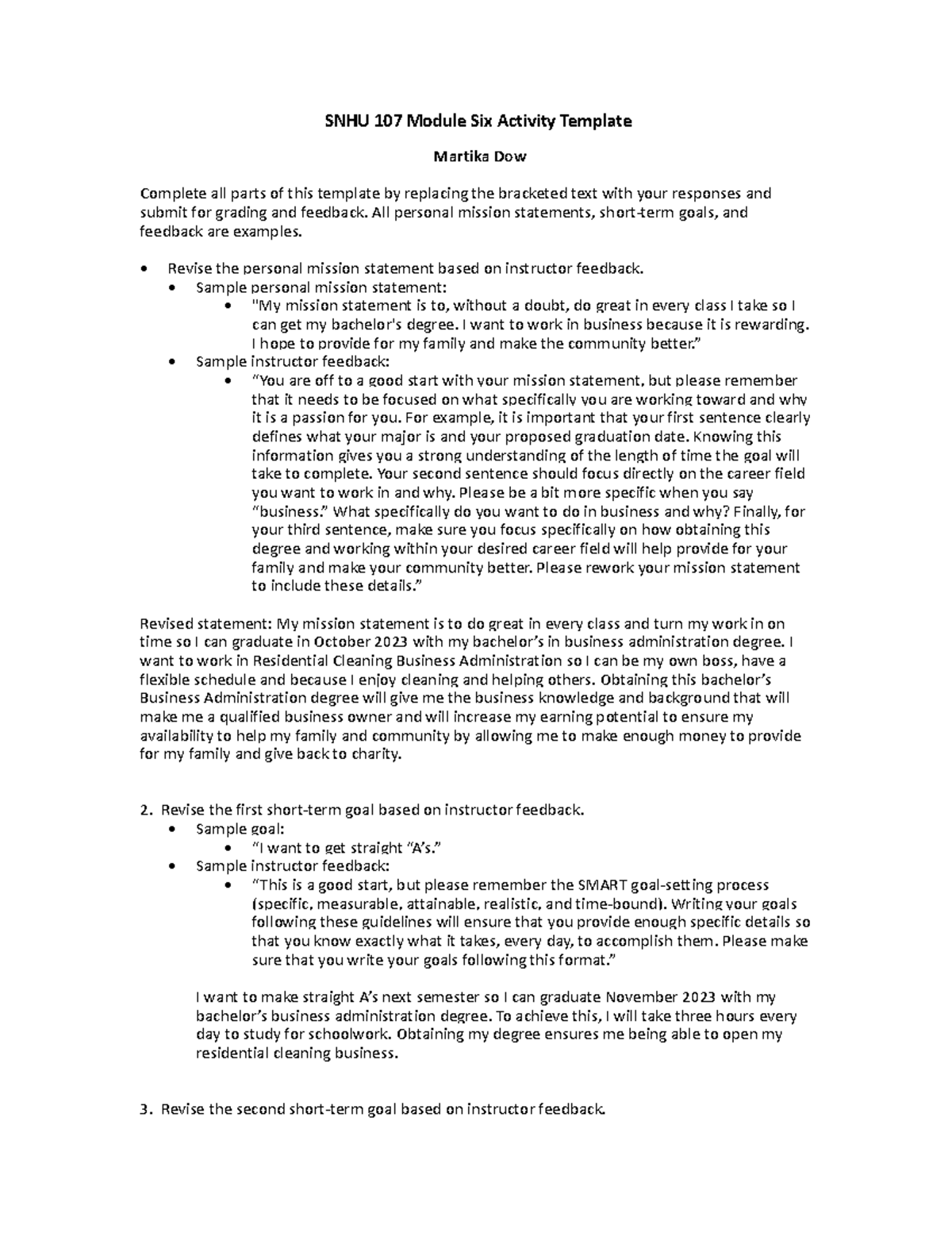 SNHU 107 Module Six Activity Template SNHU 107 Module Six Activity