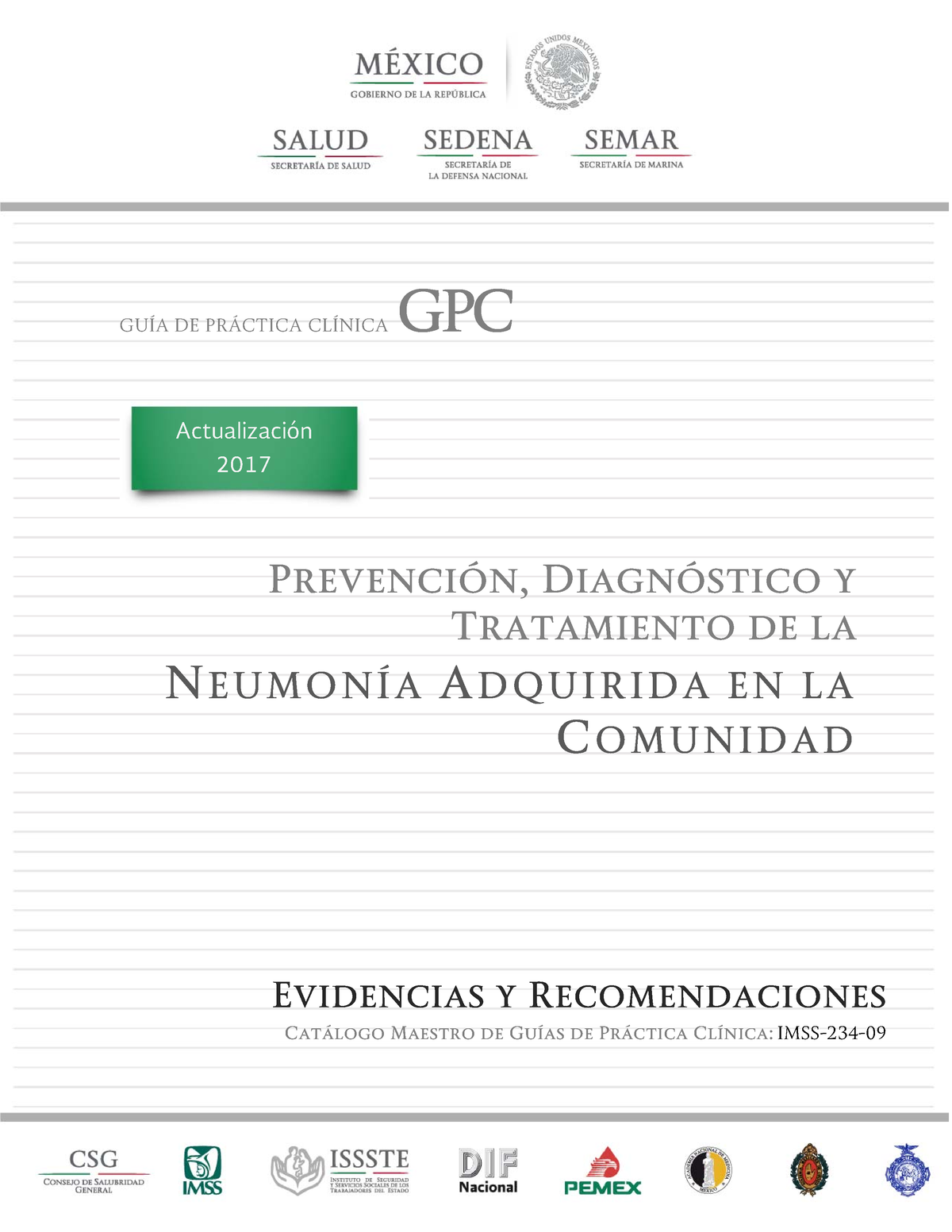 Neumonìa ER   GPC NEUMO   GUÍA DE PRÁCTICA CLÍNICA GPC Prevención