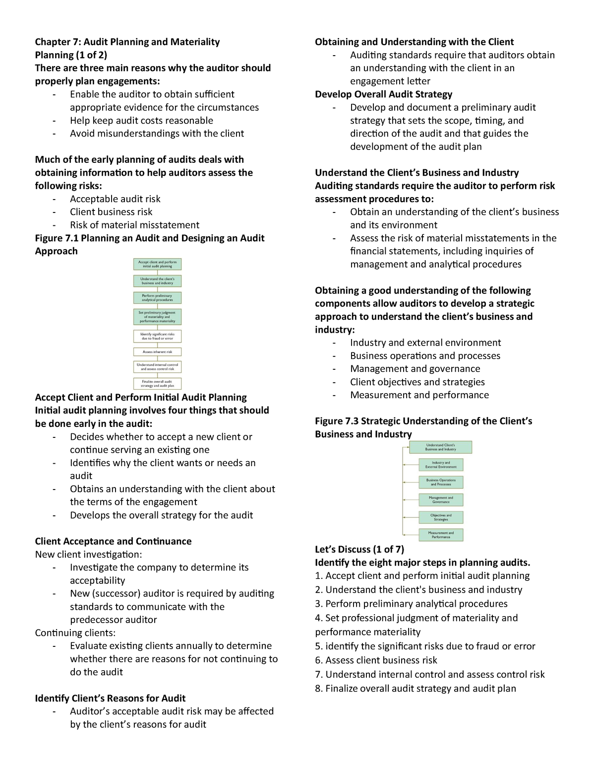 7-8 - Chapter 7-8 - Chapter 7: Audit Planning And Materiality Planning ...