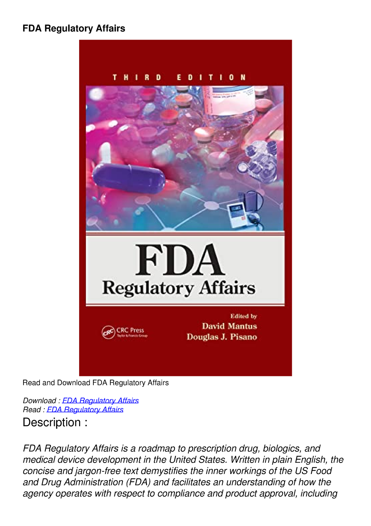 PDF_ FDA Regulatory Affairs - FDA Regulatory Affairs Read And Download ...