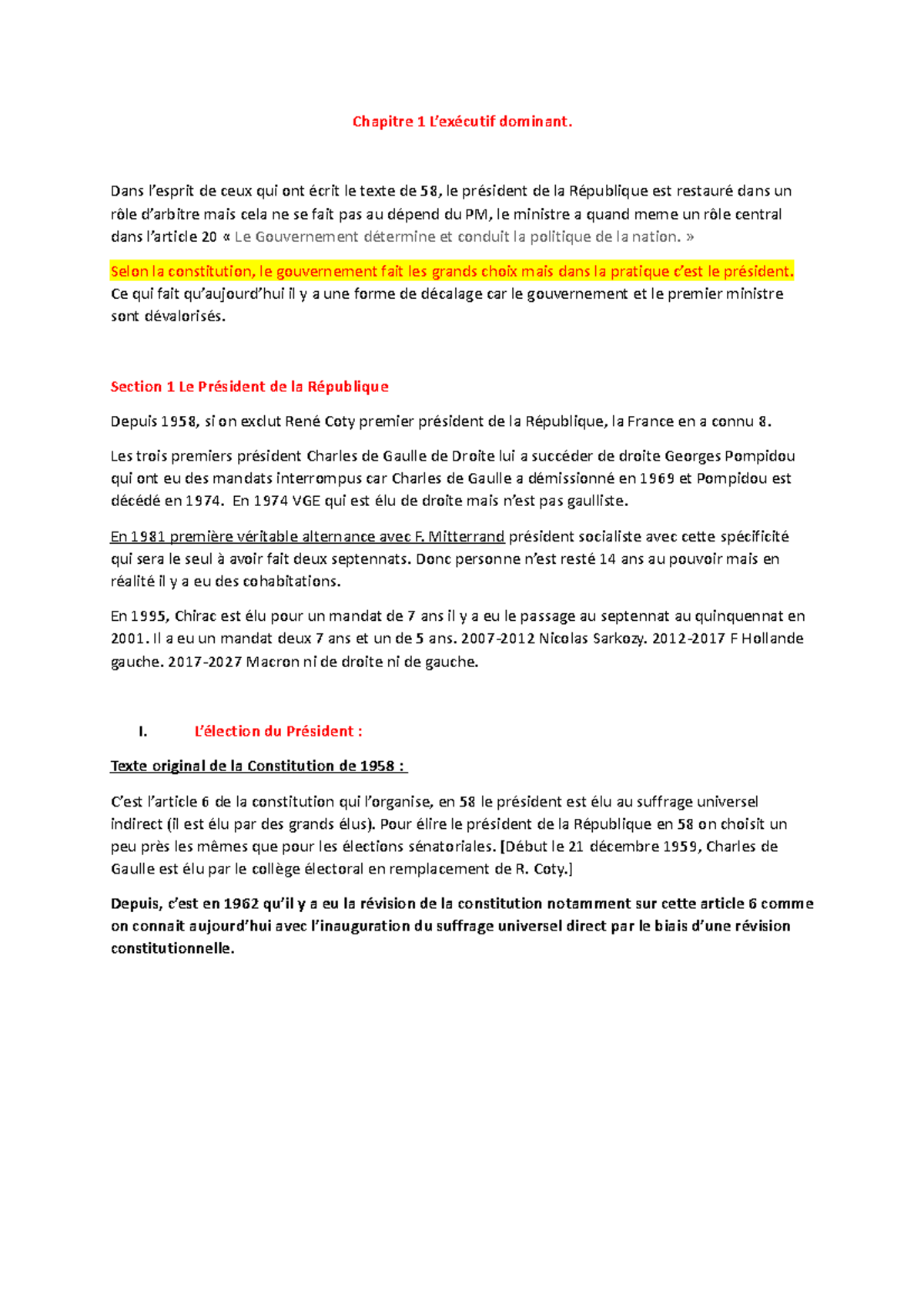 Chapitre 1 L’exécutif dominant - Dans l’esprit de ceux qui ont écrit le ...