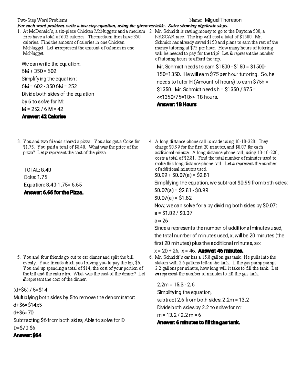 Kami Export - Two Step Equation Word Problems - Two-Step Word Problems ...