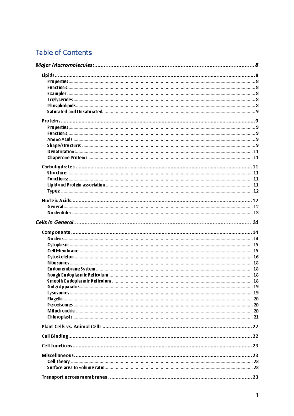 Biomolecules And Cells Notes - BIOL10002 - Warning: TT: Undefined ...