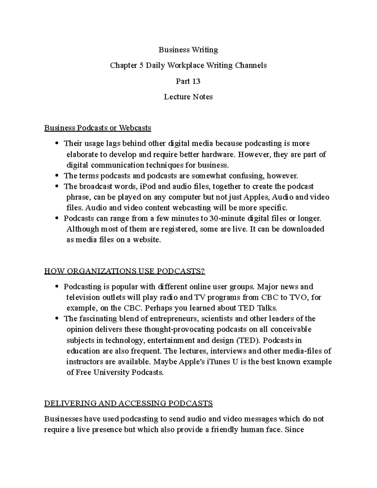 Business Writing Lecture Notes Ch 5 Part 13 - Business Writing Chapter ...