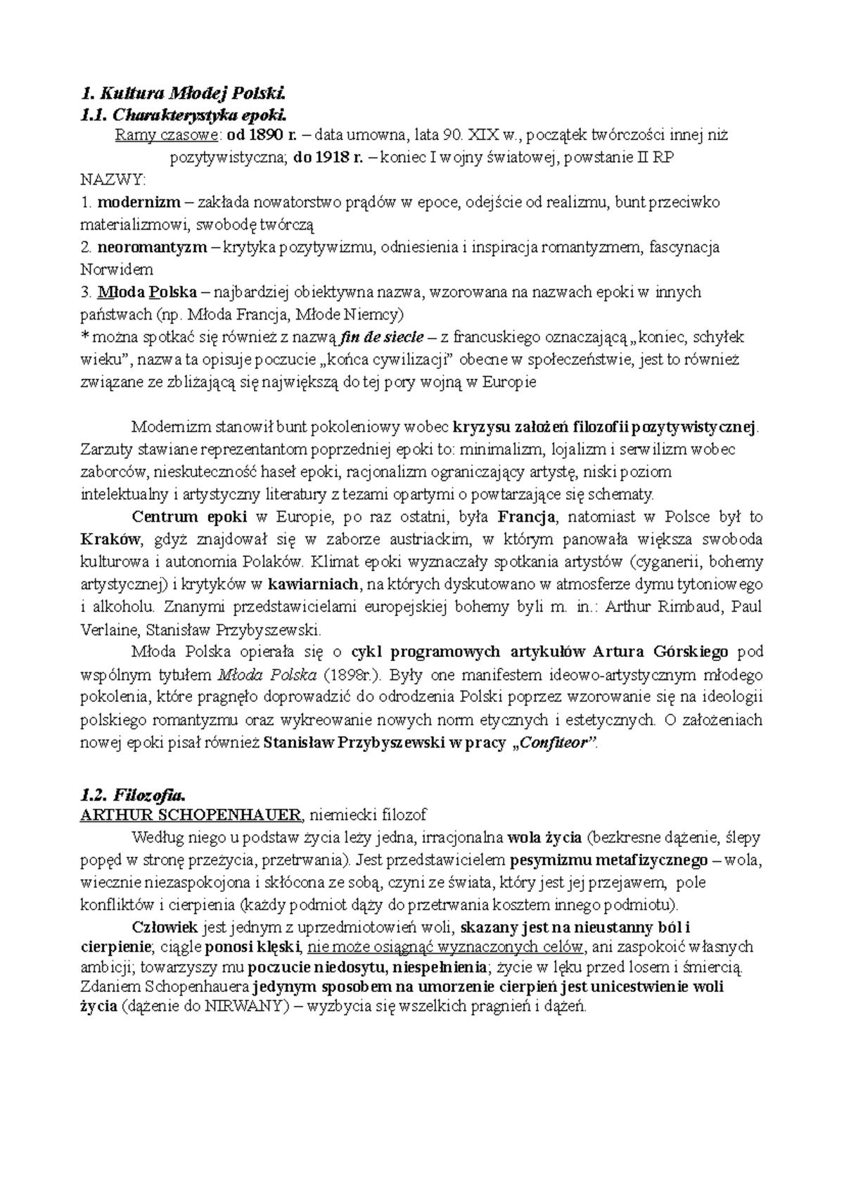 Młoda Polska - 1. Kultura Młodej Polski. 1. Charakterystyka epoki. Ramy