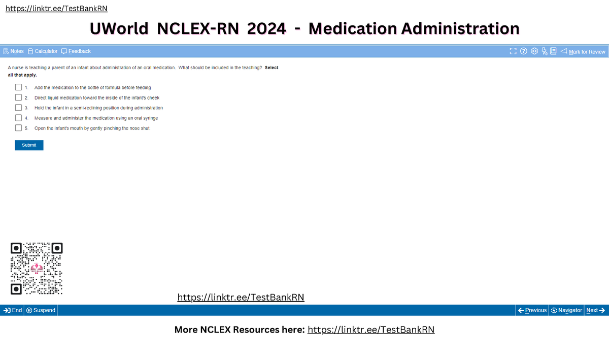 UWorld NclexRN 2024 Medication Administration linktr/TestBankRN