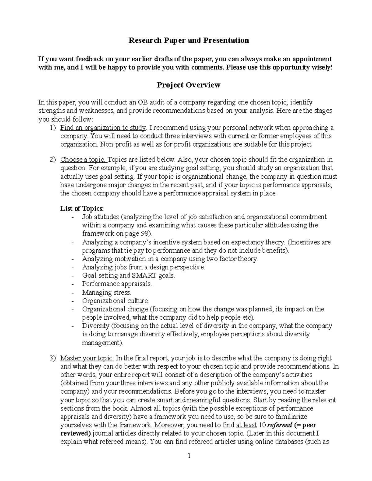Organizational Behaivior Term Project - Research Paper and Presentation ...
