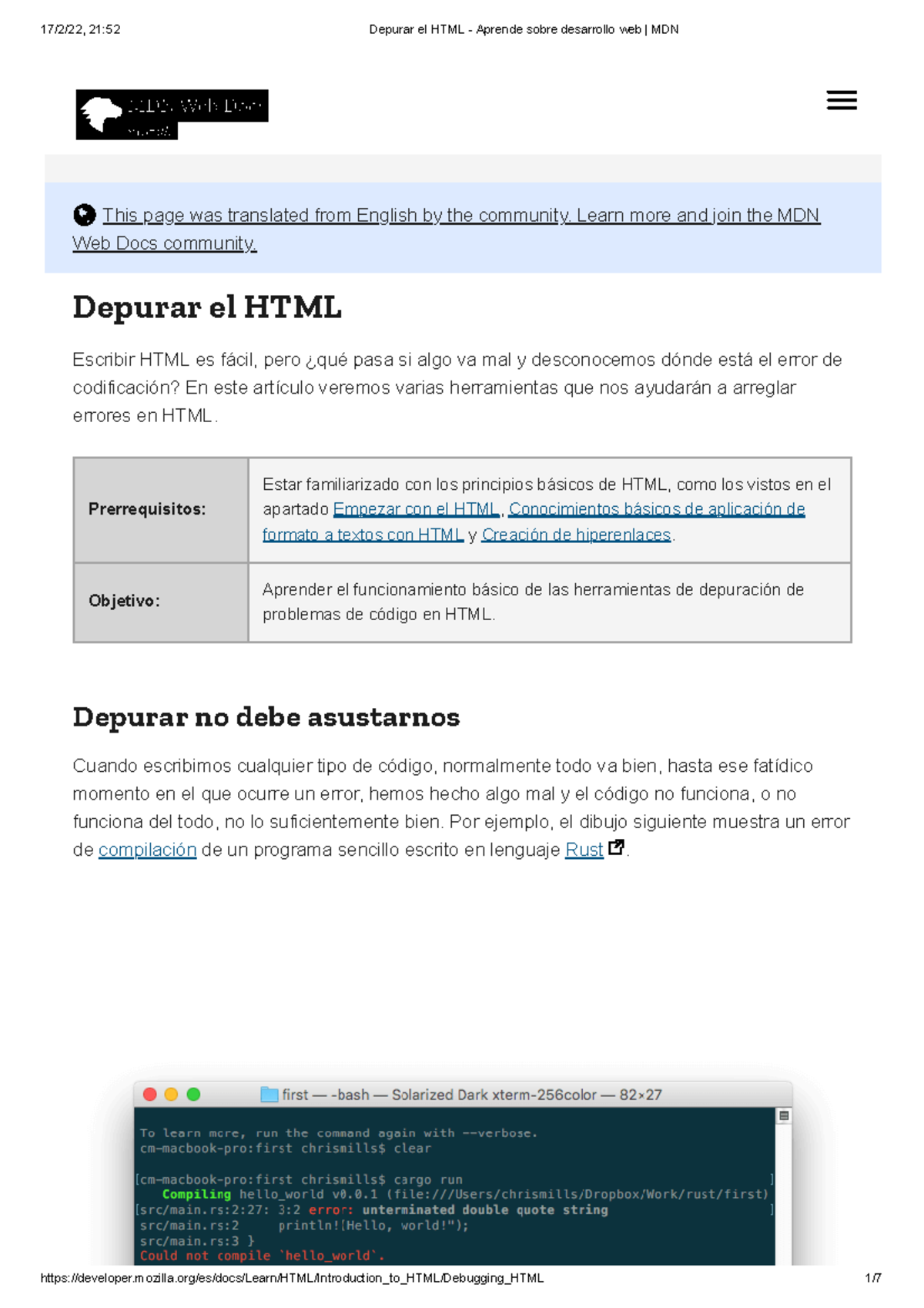 Depurar El HTML - Aprende Sobre Desarrollo Web MDN - This Page Was ...