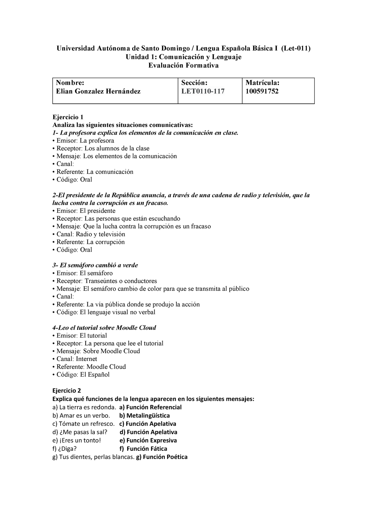 Let 011 Unidad I Ejercicios Sobre La Comunicacion 1 Elian Gonzalez ...