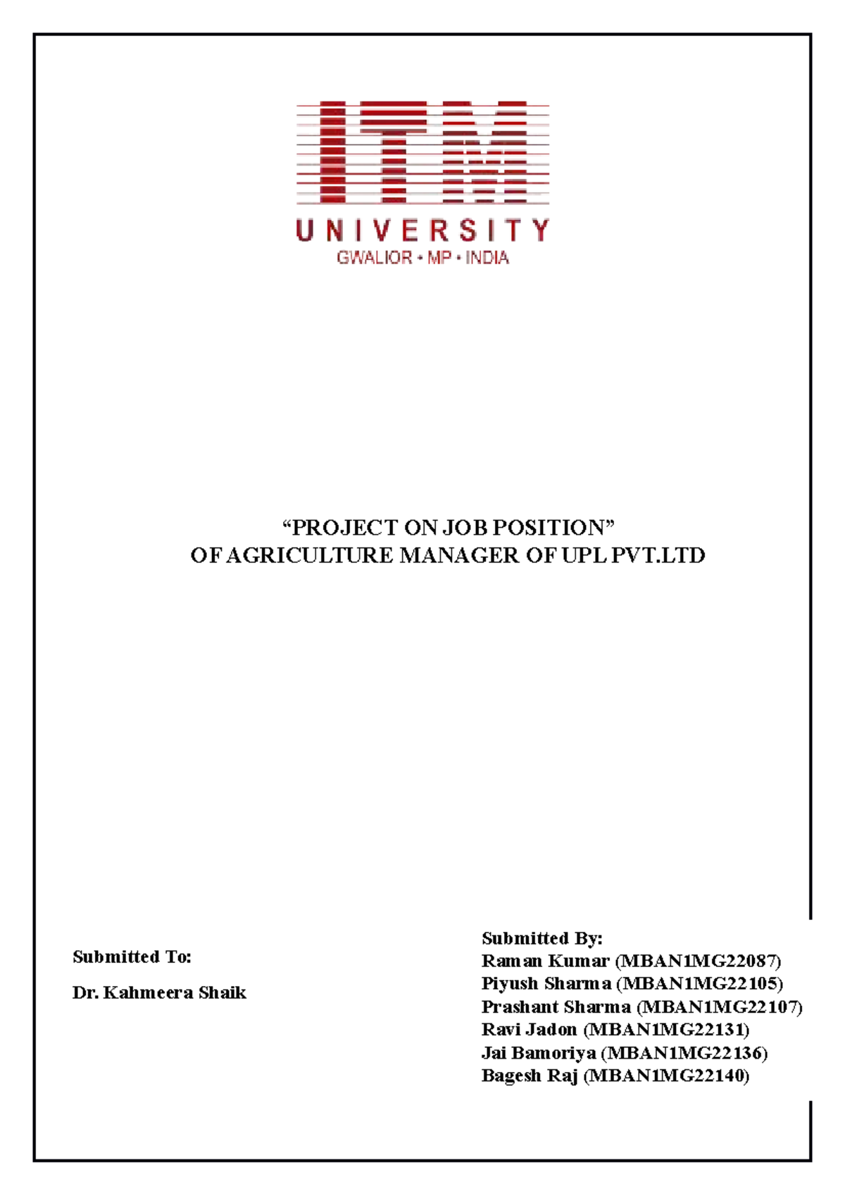 HRM PBL jfgjd “PROJECT ON JOB POSITION” OF AGRICULTURE MANAGER OF