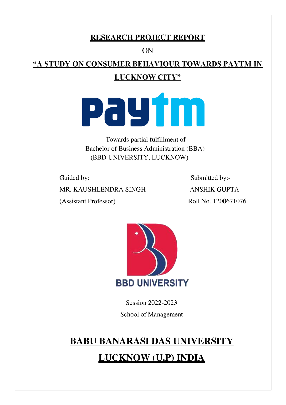 research report on paytm