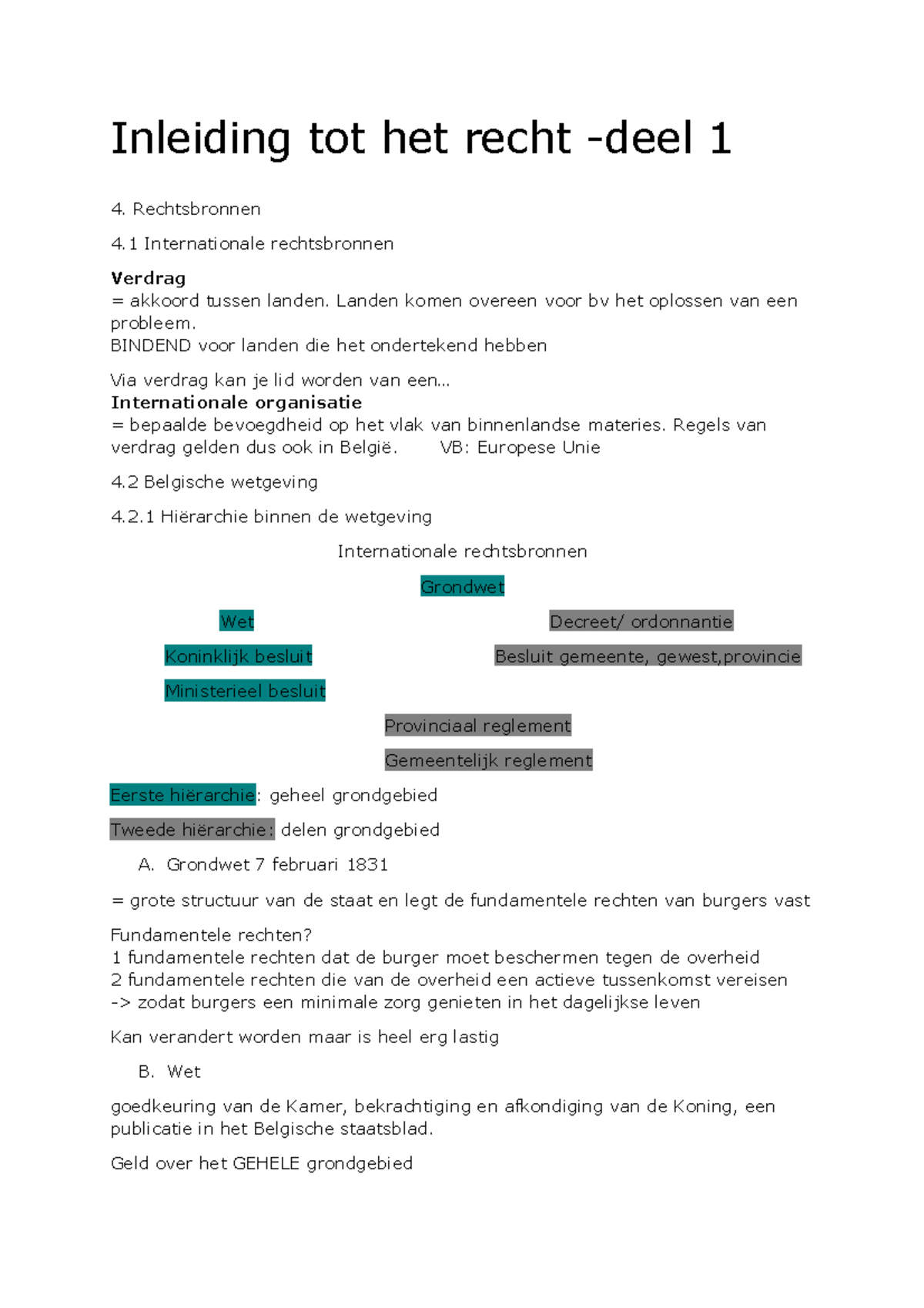 Samenvatting Hfstk 4 Rechtsbronnen - Inleiding Tot Het Recht -deel 1 ...