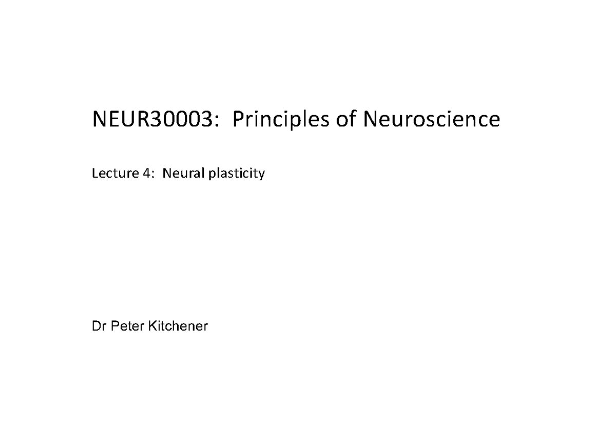 Principles Of Neuroscience Lecture 4 Notes - NEUR30003: Principles Of ...