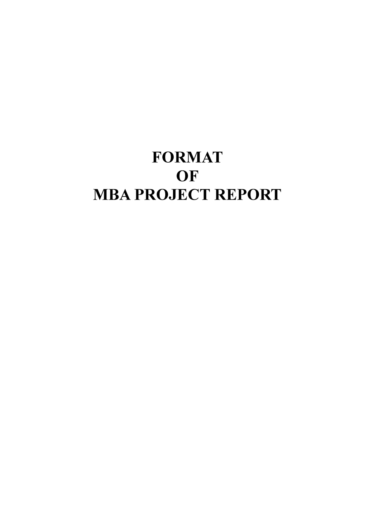 Project Format MBA Program FORMAT OF MBA PROJECT REPORT PROJECT   Thumb 1200 1698 