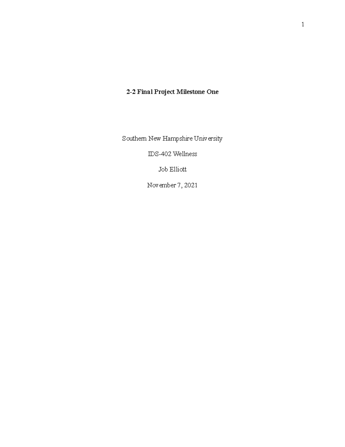 Final Project Milestone One - 2-2 Final Project Milestone One Southern ...