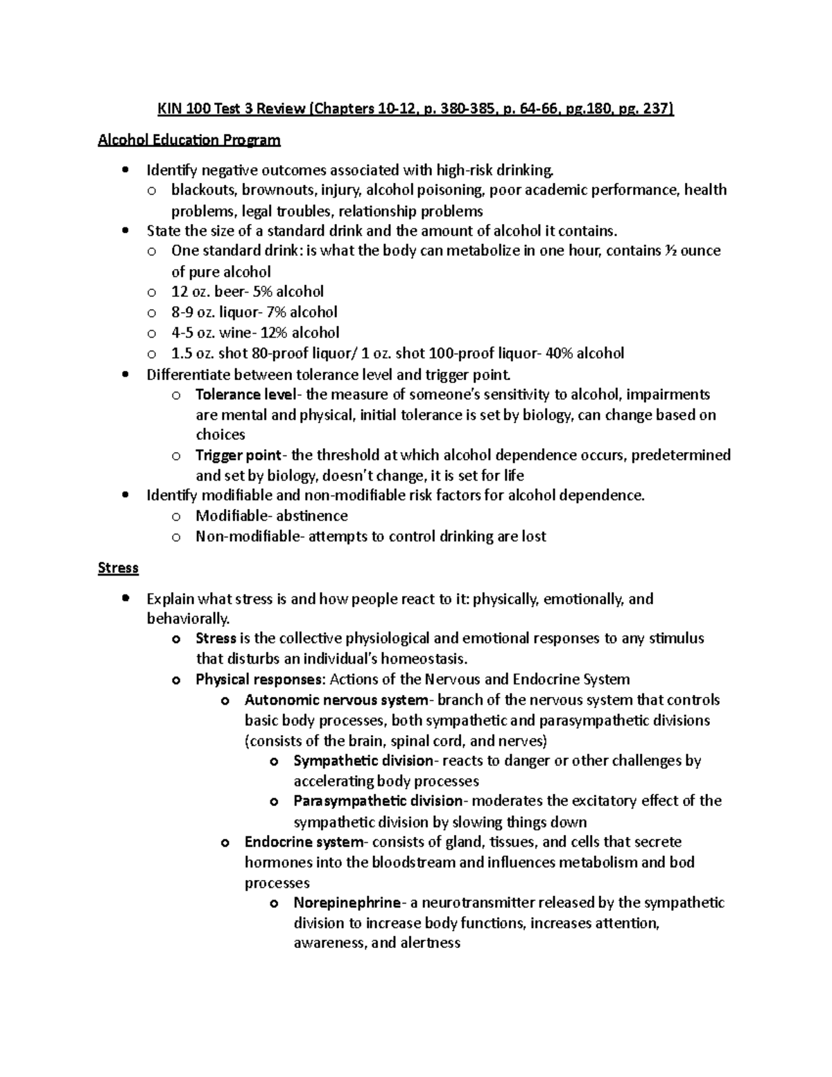 KIN 100 Test 3 Review - KIN 100 Test 3 Review (Chapters 10-12, p. 380 ...