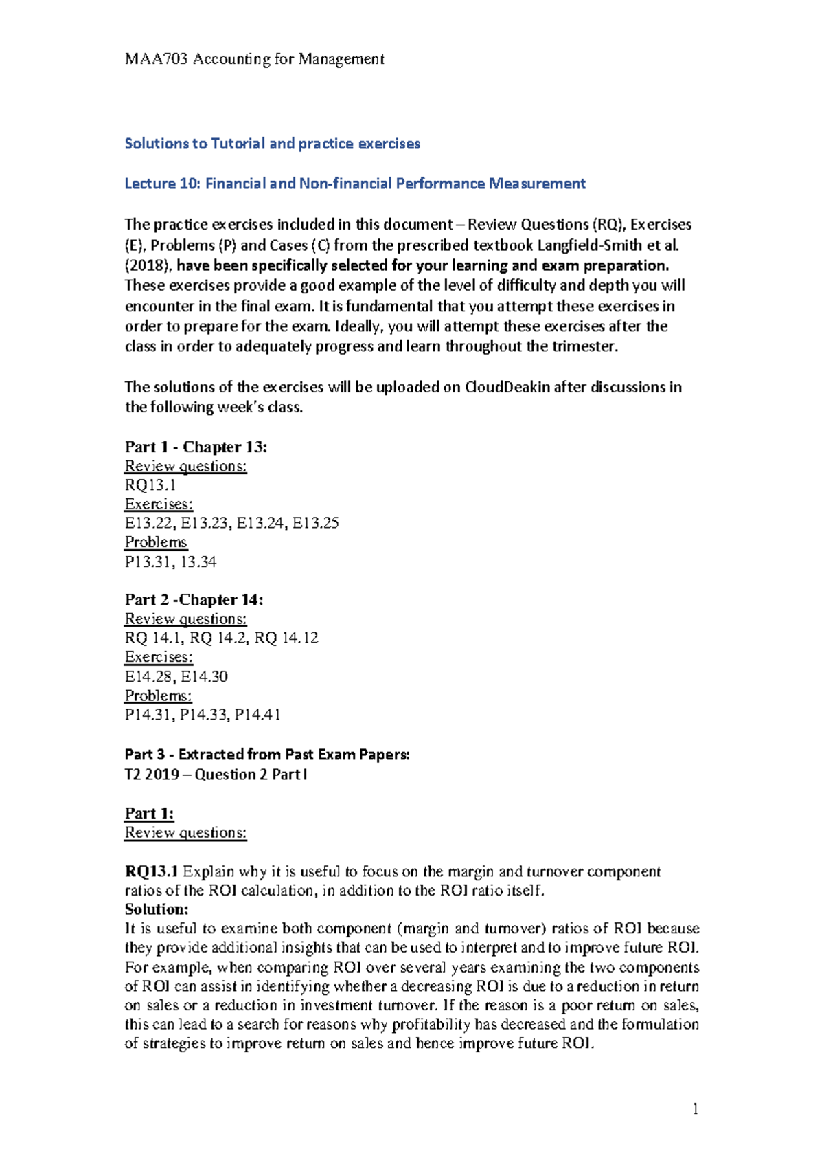 Maa703 Accounting For Management Solutions To Tutorial And Practice Maa703 Accounting For Management Solutions To Tutorial And Practice