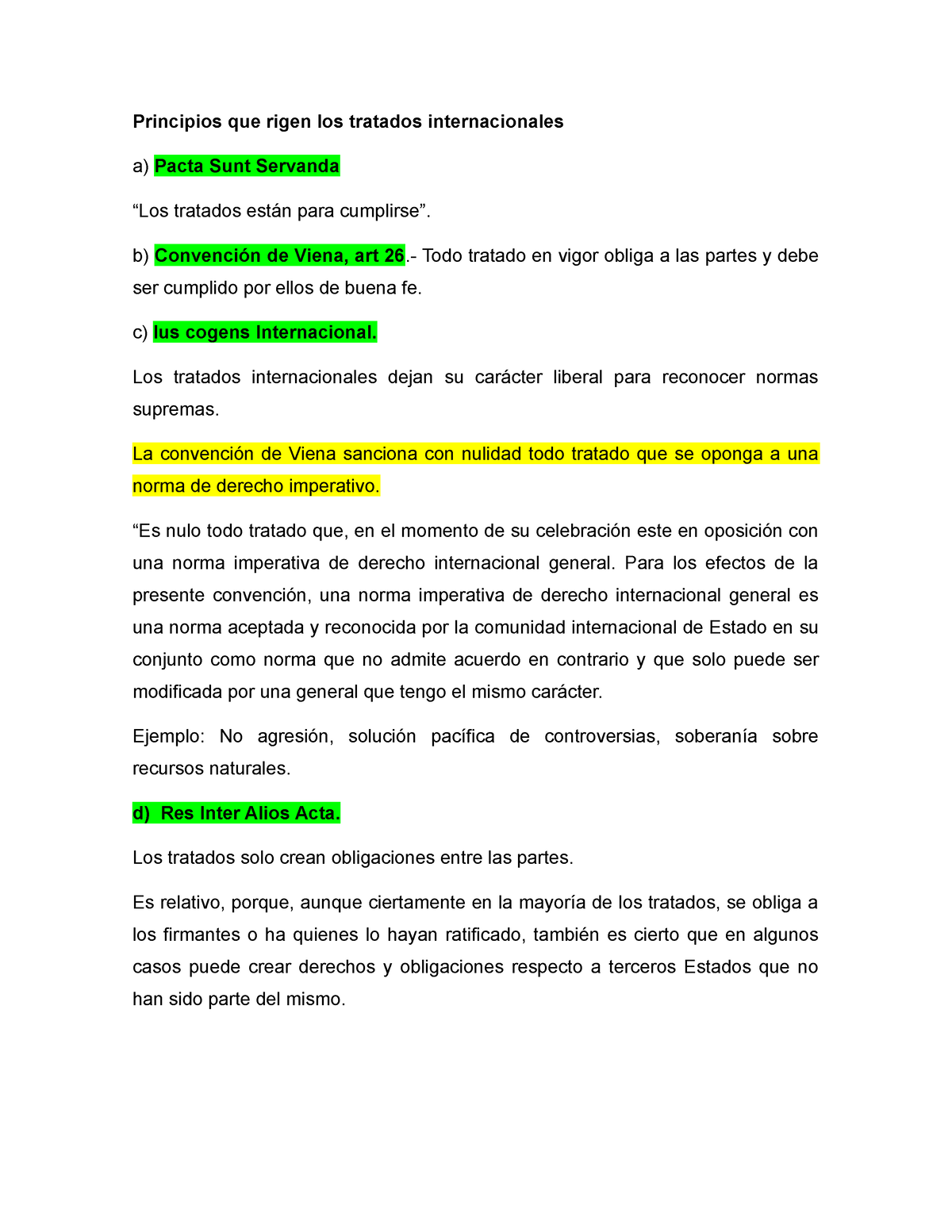 Principios Que Rigen Los Tratados Internacionales - B) Convención De ...