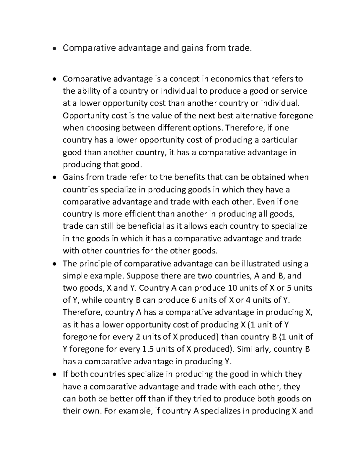 Comparative advantage and gains from trade - Comparative advantage is a ...