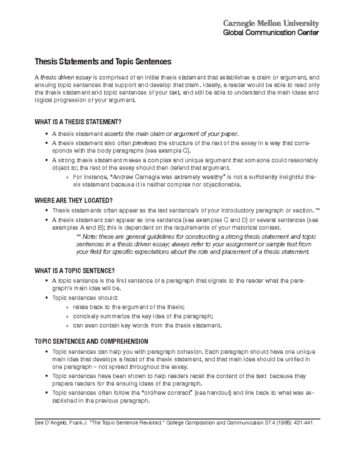 thesis driven essay topics