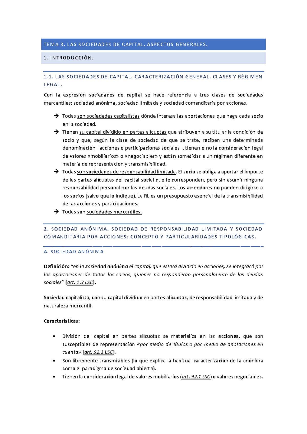 Tema 3. Las sociedades de capital - TEMA 3. LAS SOCIEDADES DE CAPITAL ...