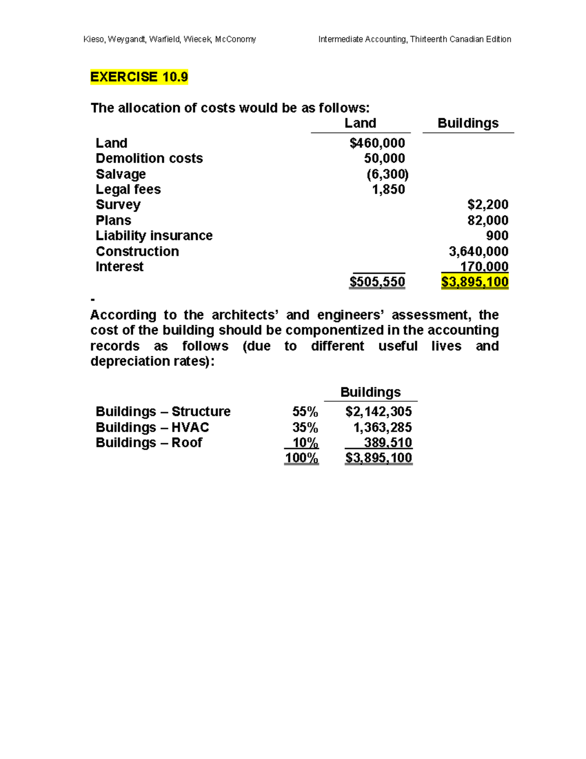 Chapter 10 solutions 13th ed - EXERCISE 10. The allocation of costs ...