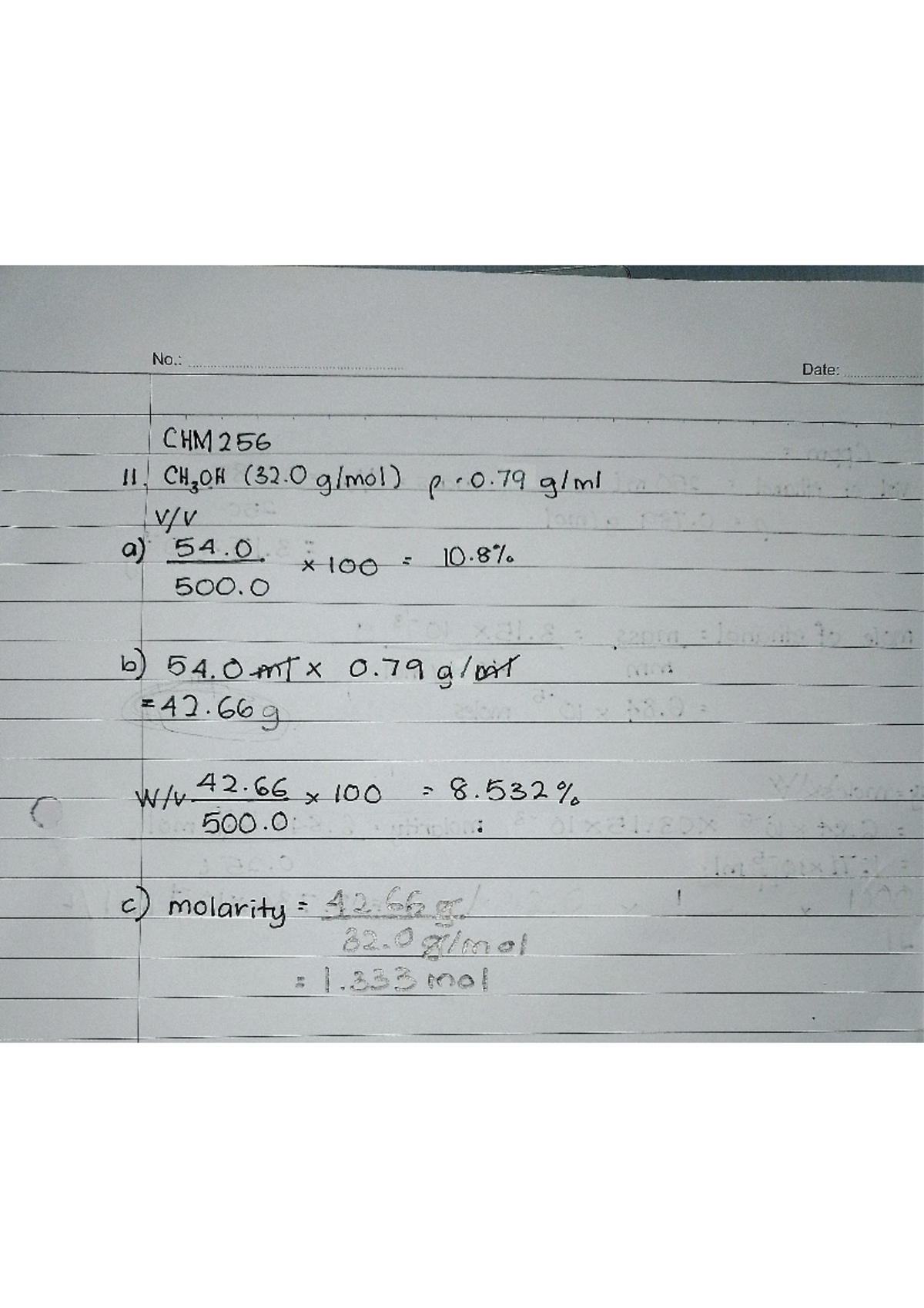 Chm256 Tutorial 1 - Applied Sciences - Studocu