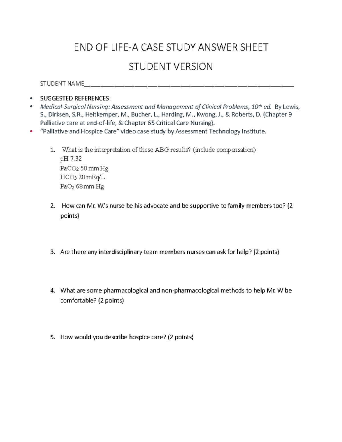 case study survivorship answer key