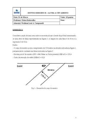 Lista De Exerc Cios Projeto 1 - Universidade Federal De Alfenas Campus ...