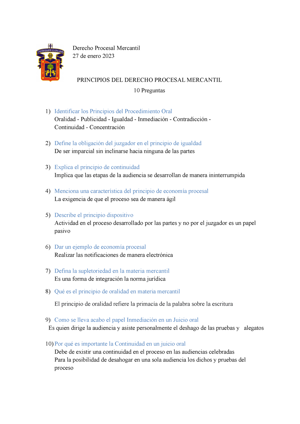 Principios DEL Derecho Procesal Mercantil 2 - Derecho Procesal ...