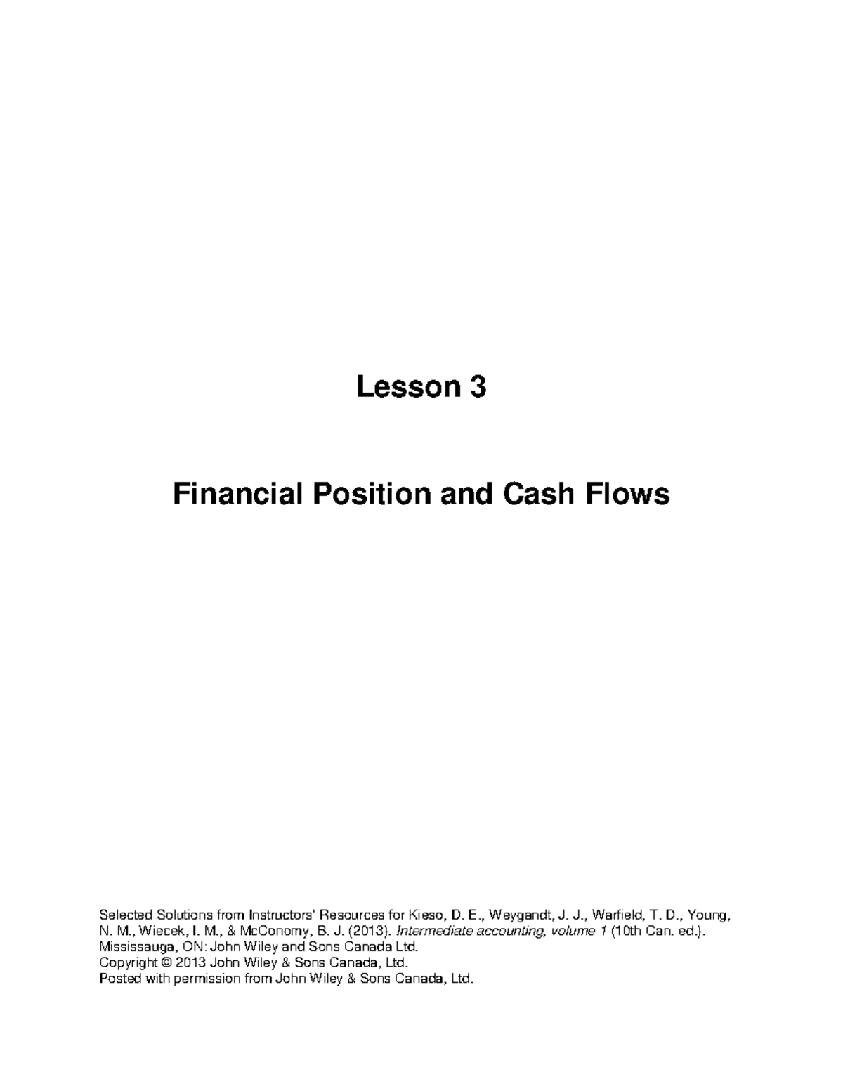 Lesson 3 solutions - Lesson 3 Financial Position and Cash Flows ...