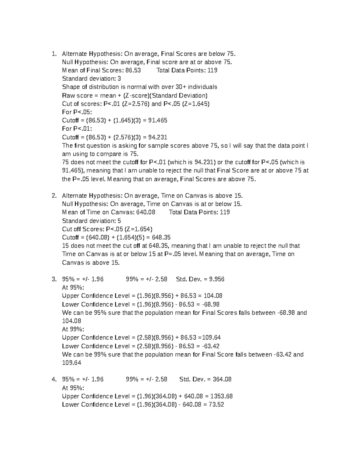 Z-Tests and Confidence Intervals - Google Docs - Alternate Hypothesis ...