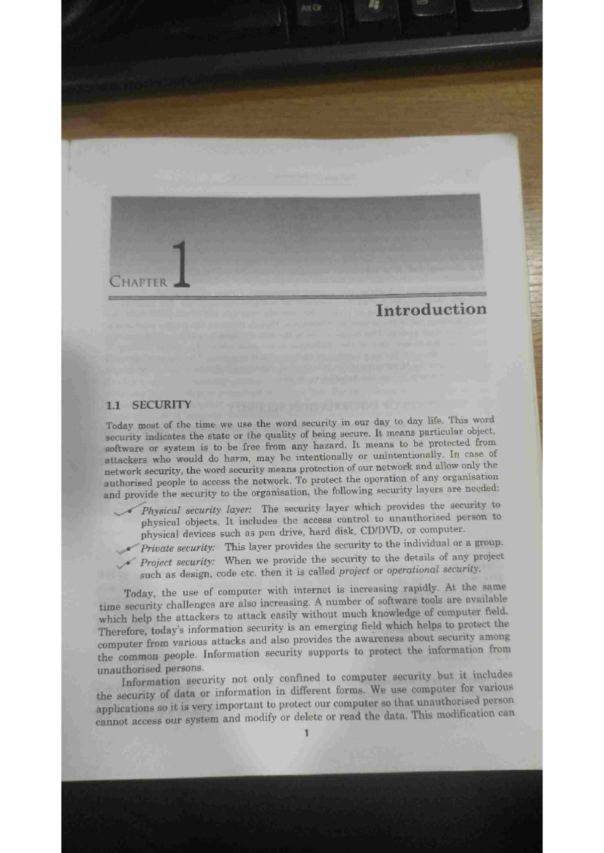 CNS Chapter 1 - CHAPTER 1 Introduction 1 SECURITY Today most of the ...