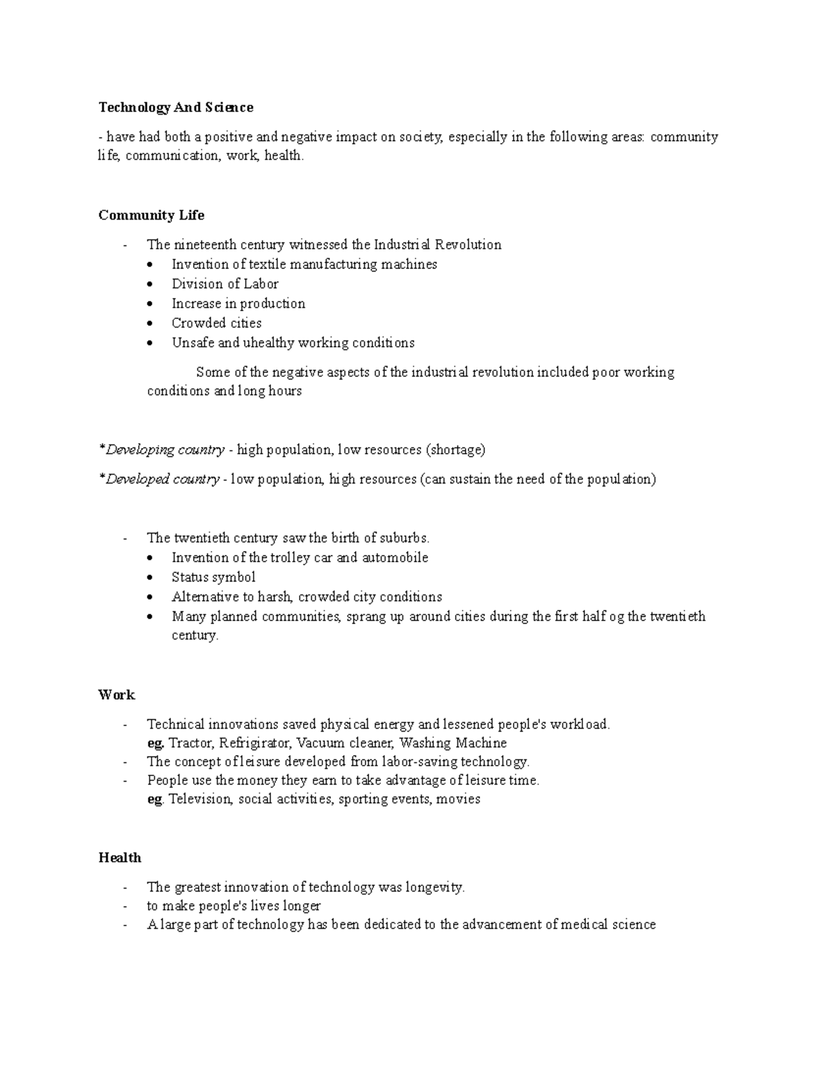 STAS Notes - Technology And Science have had both a positive and ...