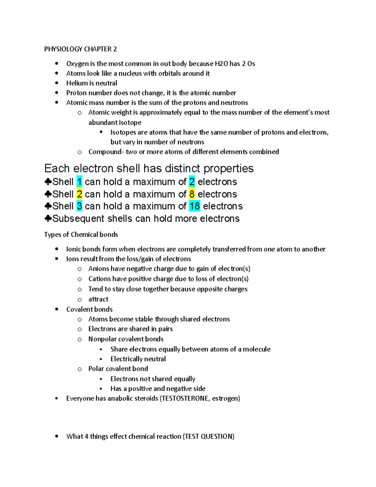 HUMAN ANATOMY AND PHYSIOLOGY CHAPTER 2 NOTES visual data 8