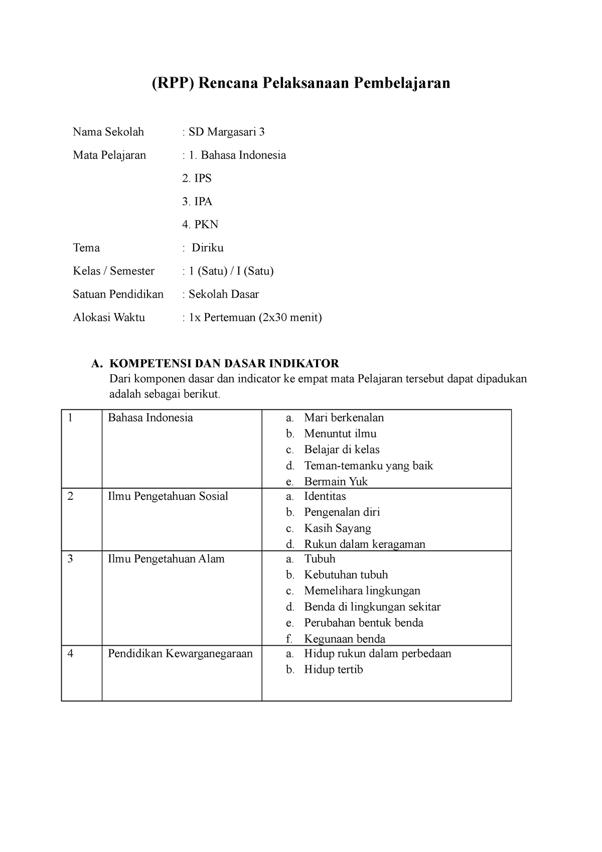 RPP1 Elfaaaa - Rancangan Pembelajaran - (RPP) Rencana Pelaksanaan ...