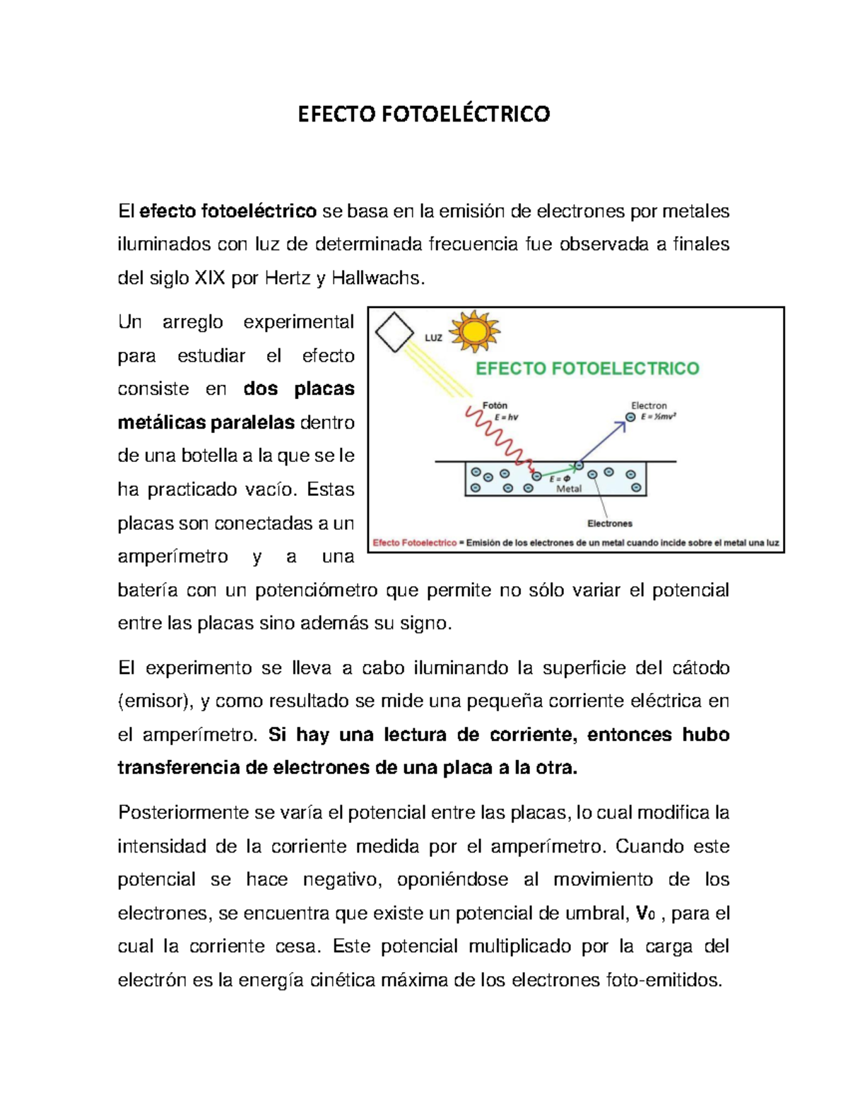 Efecto Fotoel Ctrico Efecto Fotoel El Efecto Fotoel Ctrico Se Basa En La Emisi N De