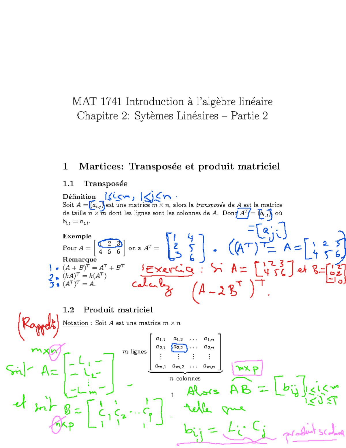 Chapitre 2-part2 - Lecture Notes - MAT 1741 Introduction A L’algebre ...