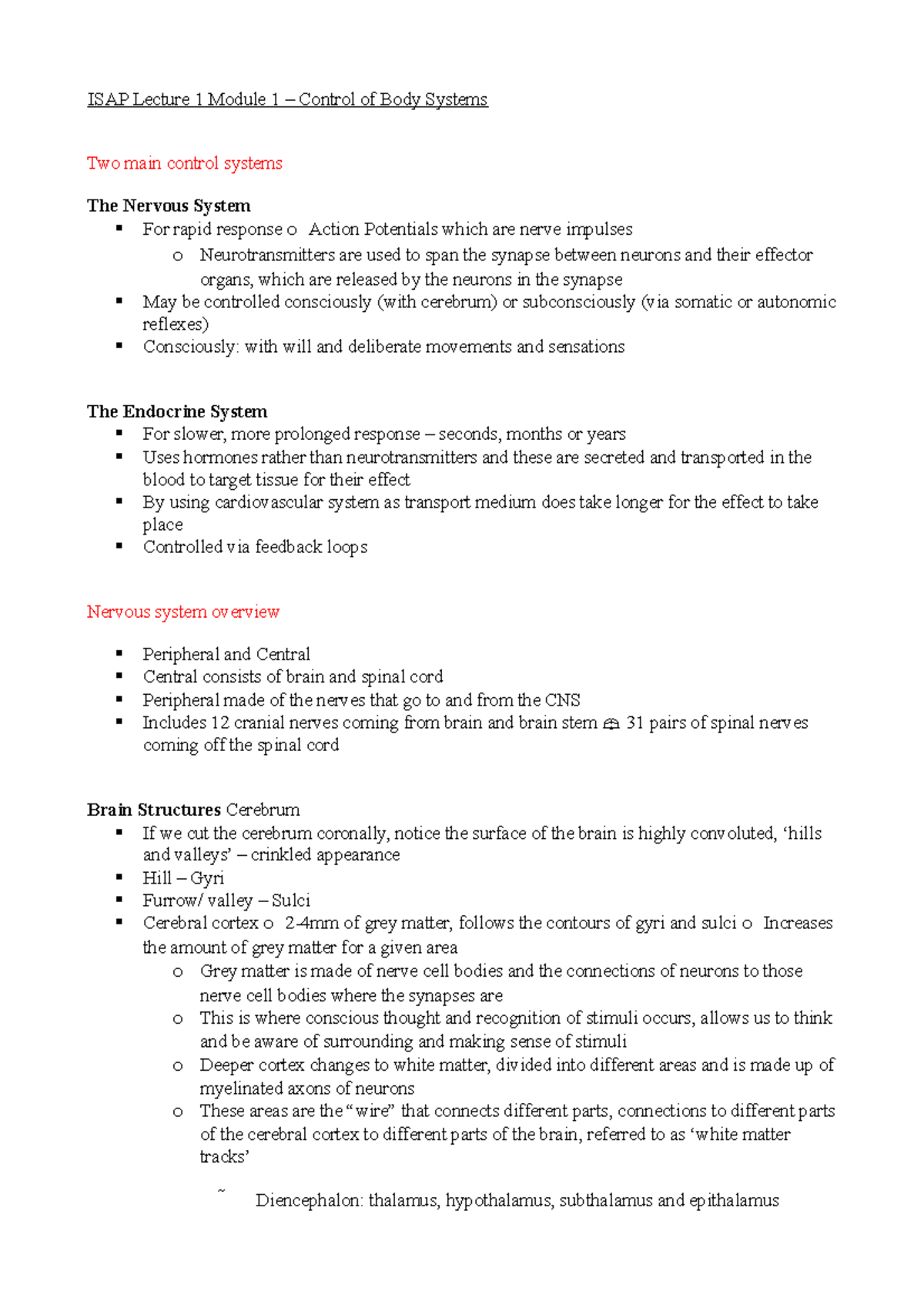 ISAP Lecture 1 Module 1 - ISAP Lecture 1 Module 1 – Control of Body ...