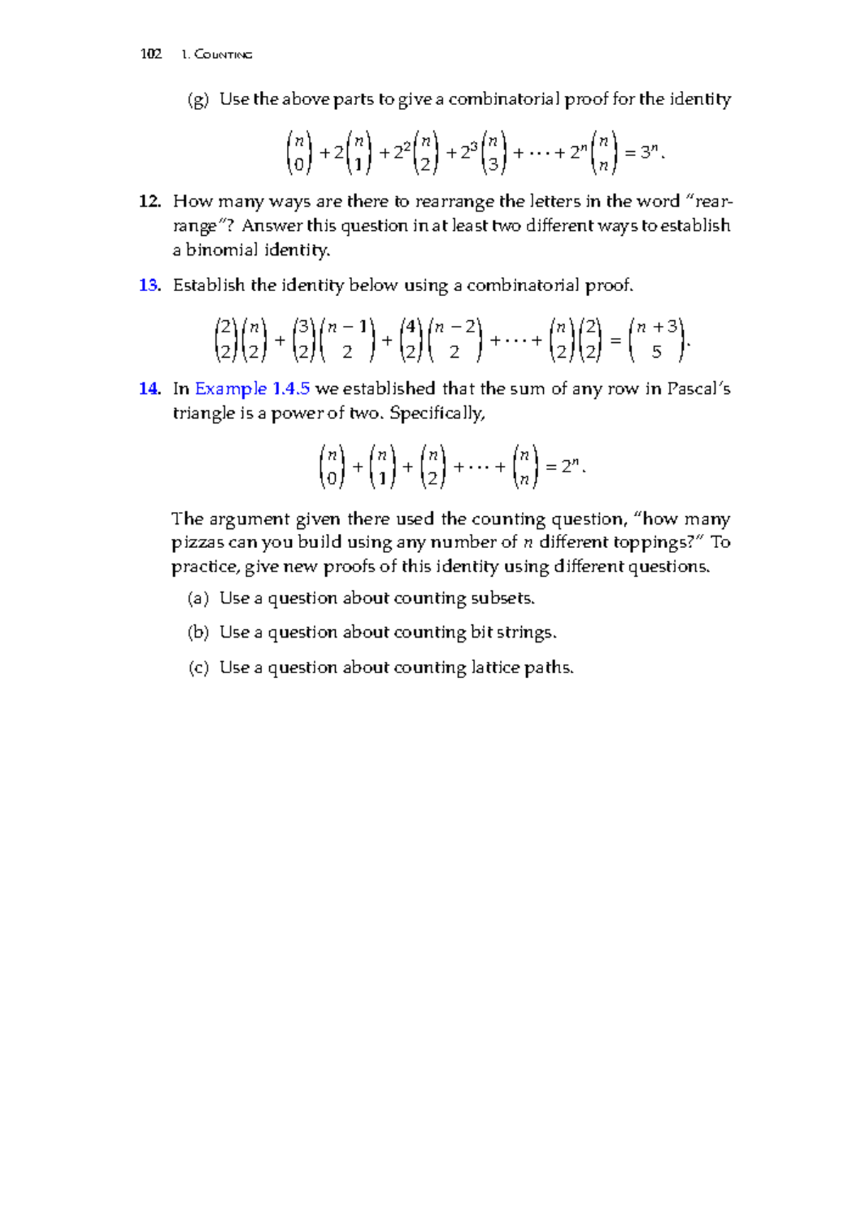 Discrete mathematics-40 - 102 1. Counting (g) Use the above parts to ...