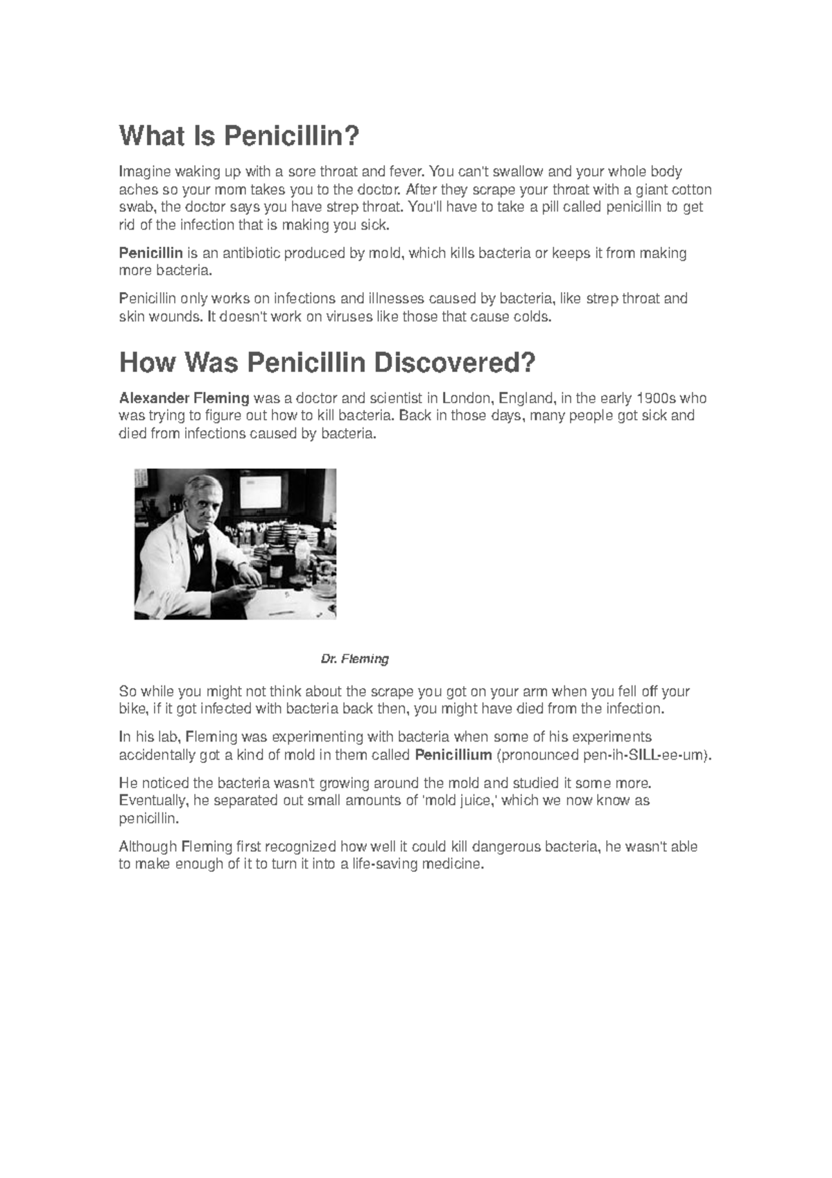 What Is Penicillin English Practice What Is Penicillin Imagine Waking Up With A Sore Throat And Studocu