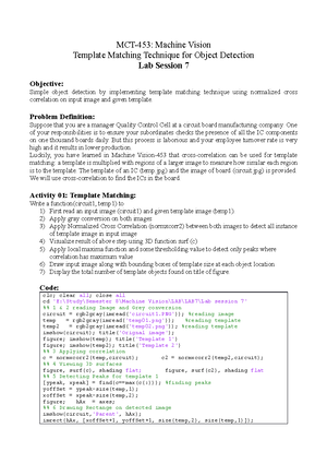 Lab report 10 machine vision lab reports - MCT-453: Machine Vision ...
