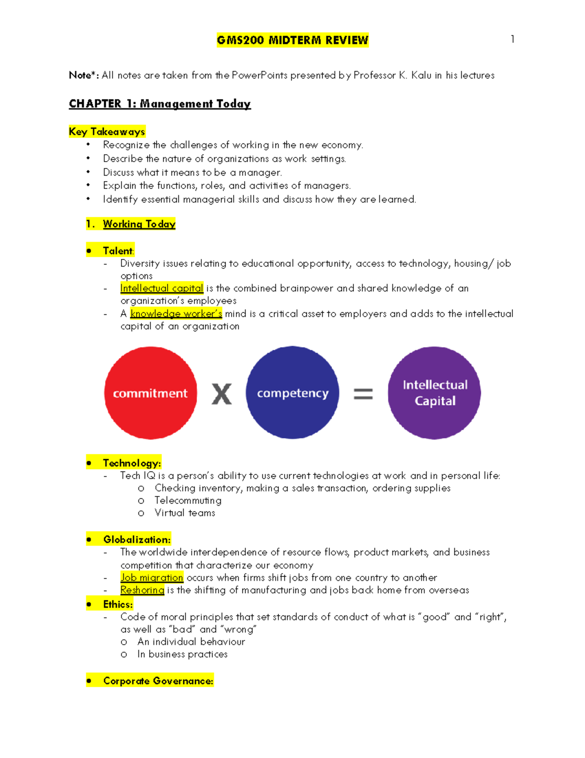 Midterm Review 1 - GMS200 MIDTERM REVIEW Note:* All notes are taken ...
