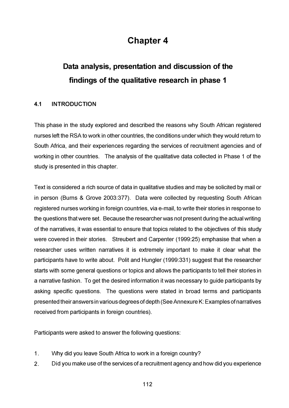 chapter 4 data presentation and analysis qualitative research