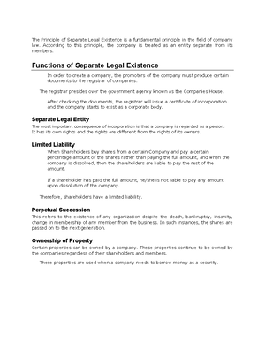 ENT ITY - Entty - Separate Legal Entity A company is perceived to be a ...